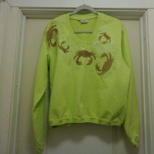 JAPANESE KAWAII LIME GREEN CRABS SHIRT AS-IS M